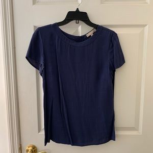 Banana Republic Navy Chiffon Short Sleeve Top